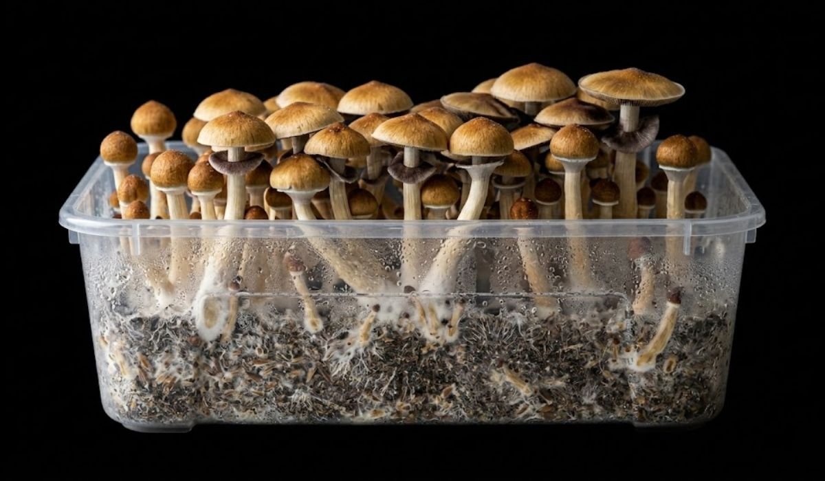 Magic Mushroom Growkit Thai kaufen – Thailändische Zauberpilze 1 Magic Mushroom Growkit Thai – frische Ernte mit braunroten Hüten